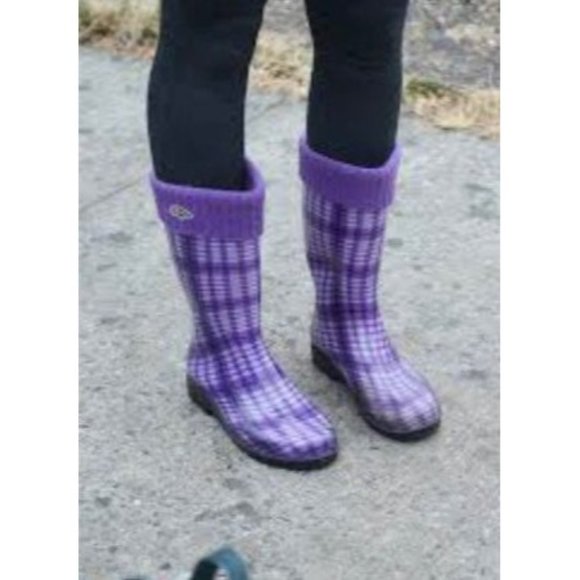 Rain boot rubber gator fashion blue plaid Florida uf - Picture 10 of 10